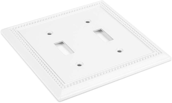 Henne Bery Sunken Pearls Heavy Duty Decorative Wall Plate Switch Plate Outlet Cover (Double Toggle, White)