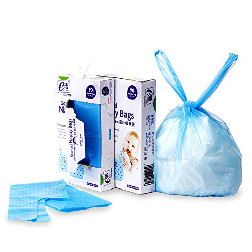 Disposable Diaper Bag for Baby, Diaper Sacks Cover the Incontinence Odor Really, Fresh Light Baby Powder Faint Scent, 540 Counts 180 Bags, Blue