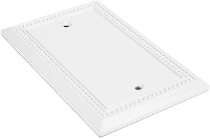 Henne Bery Sunken Pearls Heavy Duty Decorative Wall Plate Switch Plate Outlet Cover (Single Blank, 2 Pack, White)
