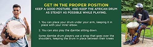 Drum Djembe is a Rope goat skin Covered Goblet African Drum Played by Hands West Africa style jembe for drums circle and more (9x20) Designed in the USA