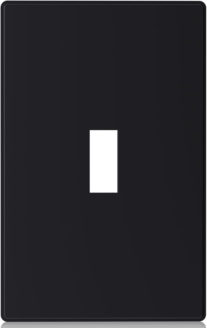ELEGRP 1-Gang Screwless Toggle Switch Wall Plates, Mid-Size Unbreakable Thermoplastic Faceplate Cover for Wall Switch & Toggle Dimmer Switch, UL Listed (1 Pack, Matte Black)