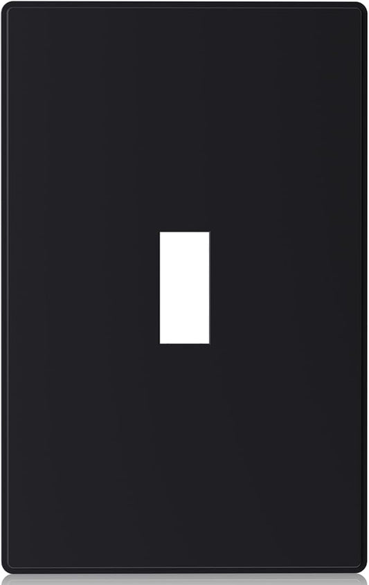 ELEGRP 1-Gang Screwless Toggle Switch Wall Plates, Mid-Size Unbreakable Thermoplastic Faceplate Cover for Wall Switch & Toggle Dimmer Switch, UL Listed (1 Pack, Matte Black)