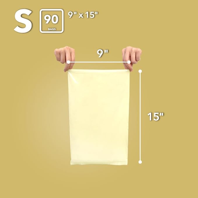 BOS, Odor-Sealing Dirty Diaper Trash Bags - Disposable Bags - Scent & Smell Free (Color: Cream Yellow) (Pack of 1)