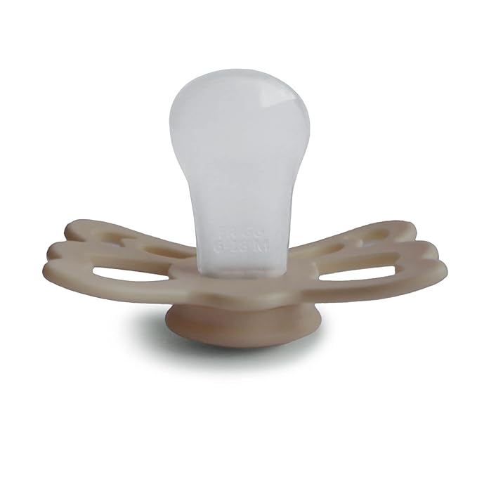 FRIGG Butterfly Anatomical SilkySoft Silicone Baby Pacifier | Made in Denmark | BPA-Free (Silky Satin/Cream, 6-18 Months)