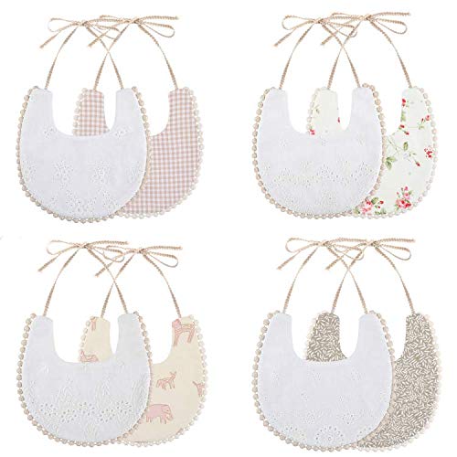 GZMM Baby Bib For Girls,Reversible Waterproof Handmade Natural Cotton Baby Drool Bib 0-12 months 2 Pack (floral mult-9, 0-12 months)