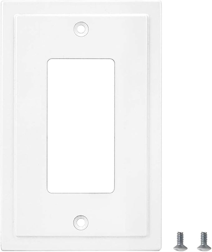 Modern Edge Decorative Wall Plate Switch Plate Outlet Cover, Durable Solid Zinc Alloy (Single Decorator 2PK, White)