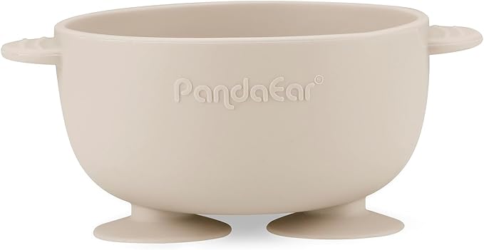 PandaEar 3 Pack Silicone Suction Baby Bowls & 3 Baby Feeding Spoons | Non-Slip Stay Put Bowls & Soft Silicone First Stage Spoons for Toddlers, BPA-Free Baby Led Weaning Set (Pink Rose Linen)