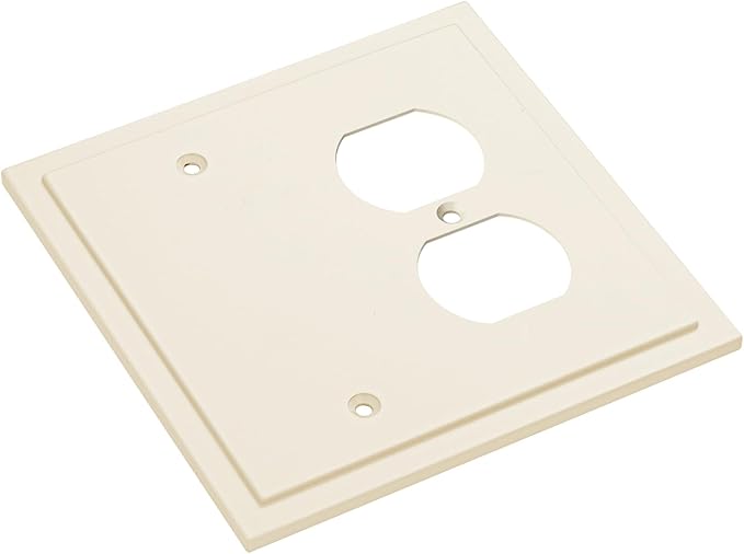 Henne Bery Modern Edge Decorative Wall Plate Switch Plate Outlet Cover, Durable Solid Zinc Alloy (Blank/Duplex, Light Almond)