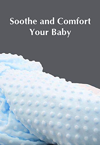 American Baby Company Heavenly Soft Chenille Receiving Blanket, 2-Layer Design with Minky Dot & Silky Satin, Blue, 30" x 40" for Boys and Girls