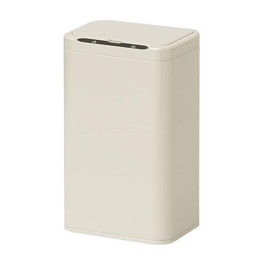 ELPHECO Stainless Steel Office Trash Can 6.6 Gallon Motion Sensor Garbage Bin Rectangular Automatic Touch Free Waste Bin for Hotel and Living Room(Cream Beige), 2AA