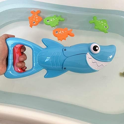 Bath Toys for Toddlers 1-3, Shark Grabber with Biting Action & 4 Toy Fish - Fun Swimming Pool & Bathtub Toys for Kids Ages 3-8, Non-Toxic Water Toys Mold-Free Bath Time Gifts for Boys & Girls
