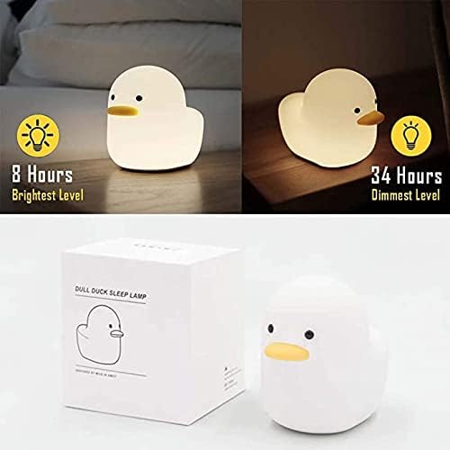 BFYCHYC Home Duck Night Light Cute Animal Silicone Nursery Rechargeable ABS+PC Table Bedside Lamp Timer Setting with Touch Sensor for Bedroom Breastfeeding Kid Home Decoration White HL-16