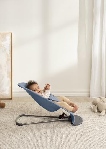 BabyBjörn Bouncer Bliss, Woven mélange, Blue | 2-in-1 Adjustable Baby Bouncer Seat and Toddler Chair, Newborn to Toddler (8-29 lbs), 4 Positions, Lightweight & Portable