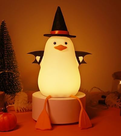 Attivolife Duck Night Light for Kids, LED Bedside Table Silicone Lamp, Timer Dimmable Animal Magician Touch Control Nursery Portable, Halloween Birthday Gift for Boy Girl (Bat Wing)