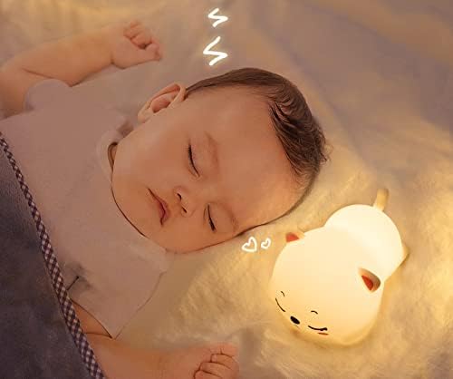 Cute Kids Night Light Night Lamp Night Lights for Kids Bedroom Toddler Baby Portable Silicone Battery Led Nightlight Nursery (Cute Cat)