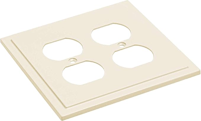 Henne Bery Modern Edge Decorative Wall Plate Switch Plate Outlet Cover, Durable Solid Zinc Alloy (Double Duplex, Light Almond)