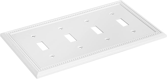Henne Bery Sunken Pearls Heavy Duty Decorative Wall Plate Switch Plate Outlet Cover (Quad Toggle, White)