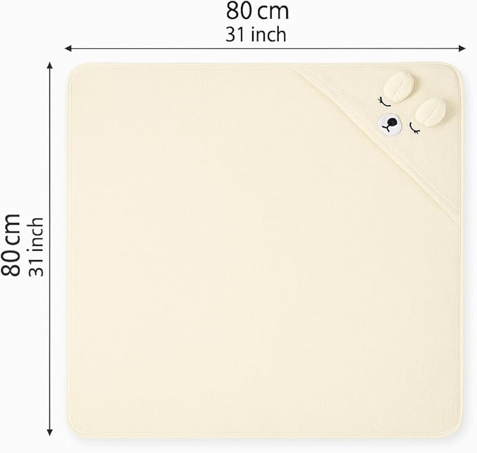 Hooded Baby Bath Towel for Boys & Girls – Soft & Absorbent White Animal Design | Plush Newborn & Toddler Bath Wrap