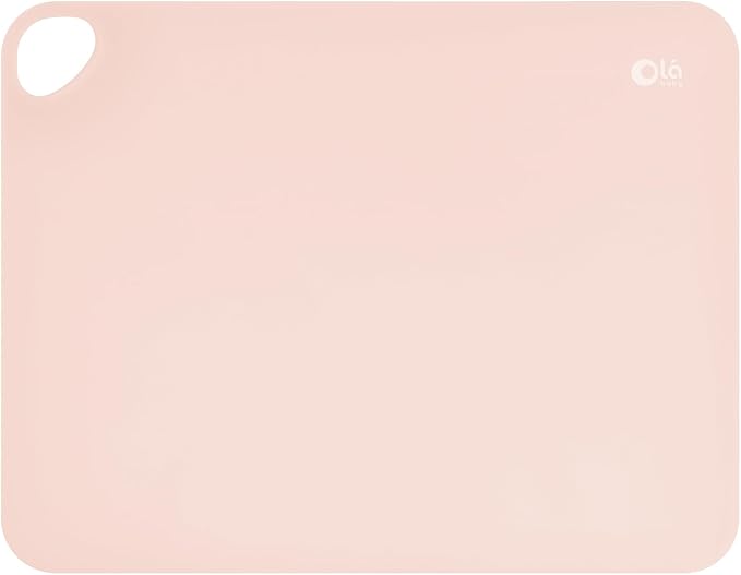 Olababy Fold N Go Silicone Placemat w Travel Case | Dishwasher Safe, BPA Free, Non-Slip, Waterproof | Mini Dining Mat for Infants, Babies, Toddlers and Kids (1, Coral)