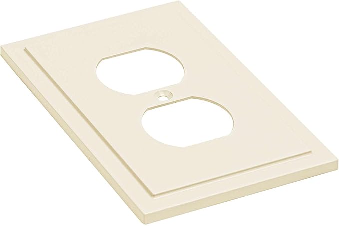 Modern Edge Decorative Wall Plate Switch Plate Outlet Cover, Durable Solid Zinc Alloy (Single Duplex 3PK, Light Almond)