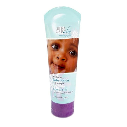 Clear Essence Baby Lotion With Sweet Pea - 8Oz | Baby Skin Care Lotion for Kids - Nourishing Baby Daily Moisturizer for Smooth Skin - Suitable for All Types of Skin - Dermatologist Tested