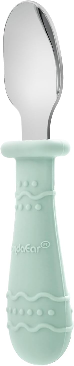 PandaEar Baby Feeding Set| 2 Pack Silicone Divided Suction Plate, 2 Set Toddler Spoons & Forks| Baby Led Weaning Supplies Self Feeding Eating Utensils