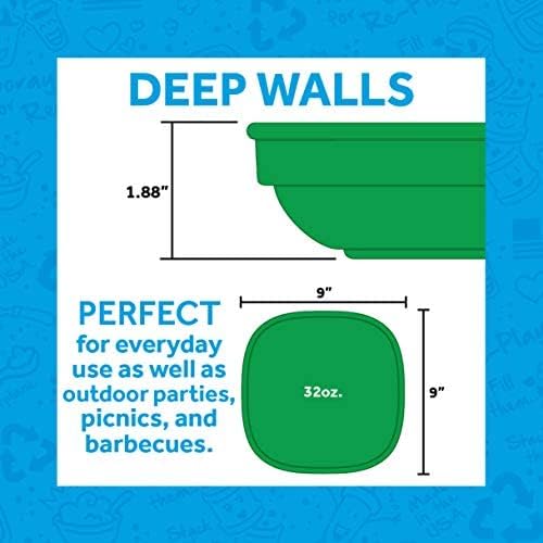 Re-Play Toddler Plates - 9 In and Bowls - 20 Oz. - Kids Plates and Bowls, Microwave and Dishwasher Safe - Set of 4x4 - Red