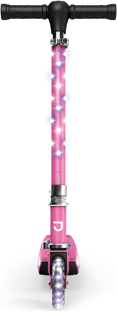 Jetson Jupiter Kids 2-Wheel Light-Up Kick Scooter, LED Lights on Handlebar, Stem, Wheels & Deck, Adjustable Handlebar, Rear Brake, Easy-Folding Mechanism, Ages 5+