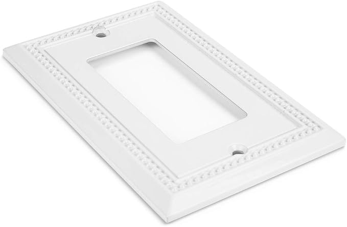 Henne Bery Sunken Pearls Heavy Duty Decorative Wall Plate Switch Plate Outlet Cover (Single Decorator, 3 Pack, White)