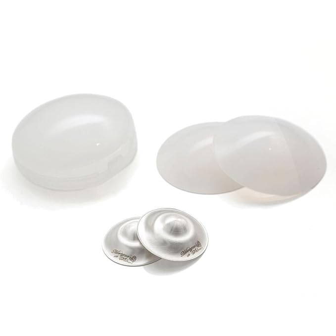 The Original Silver Nursing Cups with Silicone Pads - Nipple Shields for Nursing Newborn - Newborn Essentials Must Haves-Nipple Covers Breastfeeding-925 Silver