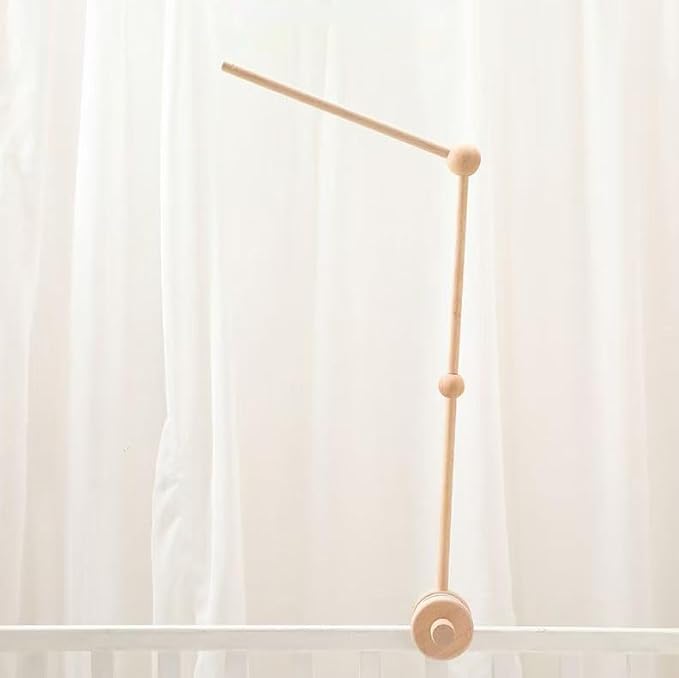 PandaEar Baby Crib Mobile Arm, Beech Wooden Mobile Holder with Anti-Slip Attachment, Baby Mobile Hanger for Crib Nursery Décor Accessories
