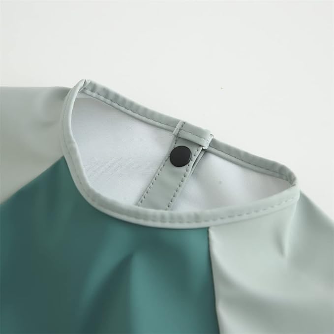 GZMM Waterproof Baby Bibs,Infant Toddler Long Sleeve Feeding Bib With Food Catcher,Wipe Clean & Washable