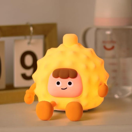 LED Durian Night Light, 3 Level Dimmable Nursery Decor, Cute Lamp Silicone Squishy Light, Rechargeable Bedside Touch Lamp for Breastfeeding Toddler Baby Kids Decor