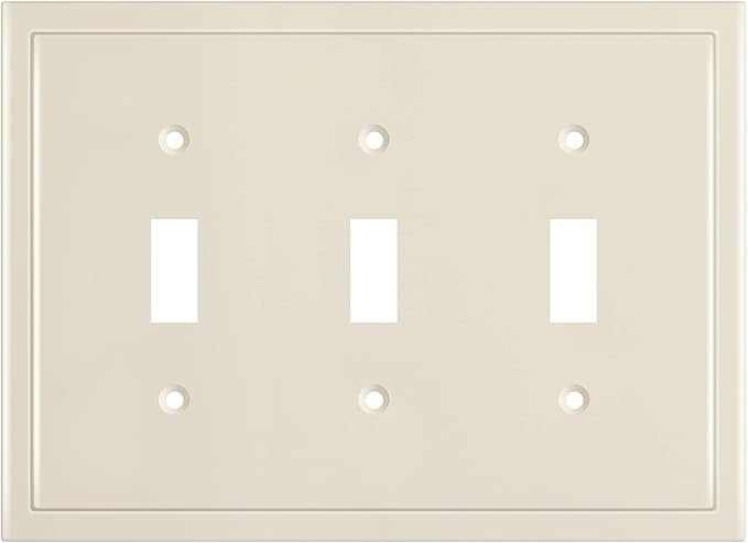 Henne Bery Modern Edge Decorative Wall Plate Switch Plate Outlet Cover, Durable Solid Zinc Alloy (Triple Toggle, Light Almond)
