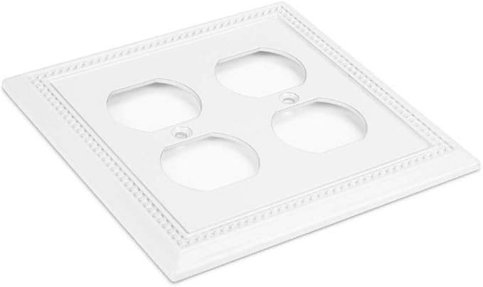 Henne Bery Sunken Pearls Heavy Duty Decorative Wall Plate Switch Plate Outlet Cover (Double Duplex, White)