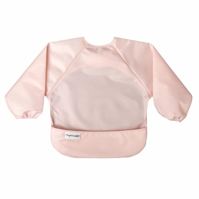 Tiny Twinkle Long Sleeve Bib for Babies & Toddlers – 2 Pack Waterproof Smock Bibs for Eating – Machine Washable & Mess-Proof, Baby Feeding Essential & Shower Must-Have (Rose Burgundy,6–24M)