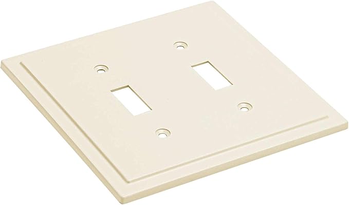 Henne Bery Modern Edge Decorative Wall Plate Switch Plate Outlet Cover, Durable Solid Zinc Alloy (Double Toggle, Light Almond)