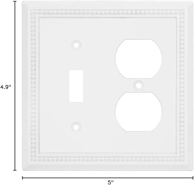Henne Bery Sunken Pearls Heavy Duty Decorative Wall Plate Switch Plate Outlet Cover (Toggle/Duplex, White)