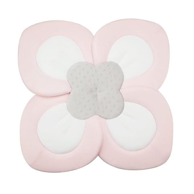 PandaEar Baby Bath Pad for Infant Newborn | Soft Flower Petals for Sink Bathtub Essentials Shower Gift (Pink)