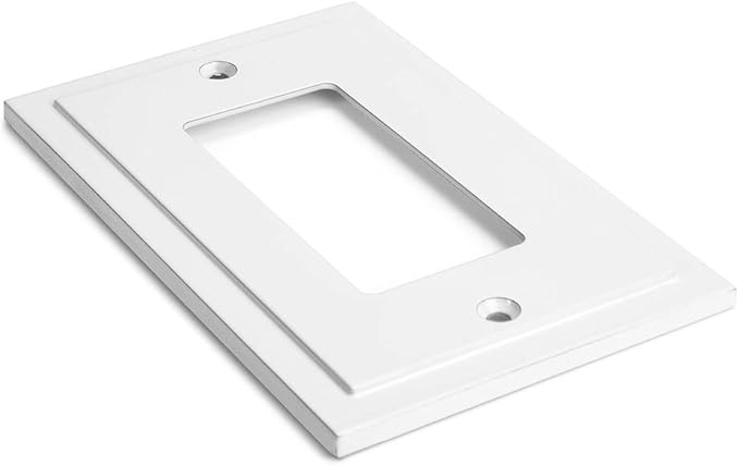 Modern Edge Decorative Wall Plate Switch Plate Outlet Cover, Durable Solid Zinc Alloy (Single Decorator 2PK, White)