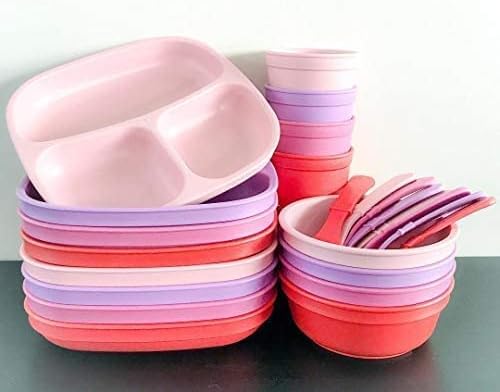 Re-Play Toddler Forks and Spoons Set - 4x4 Toddler Utensils Set - Dishwasher and Microwave Safe - Made in USA - Pack of 8-5.8" x 1.2" x 0.2" - Tulip