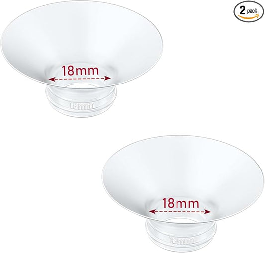Flange Insert 2PCS 18mm Compatible with Momcozy M9/M6/M5/S12 Pro/V1 Pro/V2 pro, Spectra/Medela/Elvie/NCVI/TSRETE/eufy/Lansinoh/Paruu/MomMed Breast Pump 24mm Shields/Flanges (2pcs-18mm)
