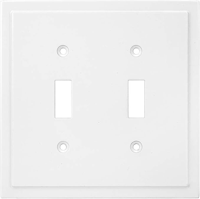 Henne Bery Modern Edge Decorative Wall Plate Switch Plate Outlet Cover, Durable Solid Zinc Alloy (Double Toggle, Pure White)