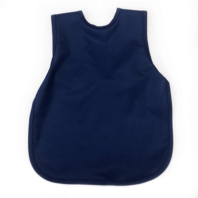 BapronBaby Minimalist Navy Blue Bapron - No Neck Tie Safer Bib for Baby & Toddler - Soft Waterproof Stain Resistant - Machine Washable - Sz Baby/Toddler 6m-3T