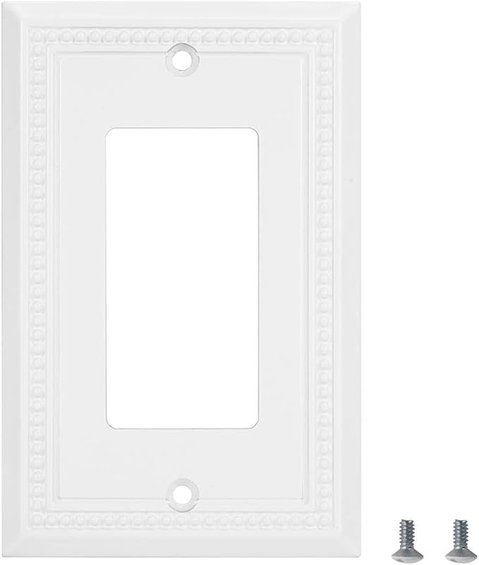 Henne Bery Sunken Pearls Heavy Duty Decorative Wall Plate Switch Plate Outlet Cover (Single Decorator, 2 Pack, White)