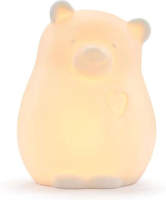 DEMDACO Nighty Night LED 5.5 x 4 Inch Quality Dolomite Illuminated Nursery Bedroom Nightlight Figurine, Classic White, Bear