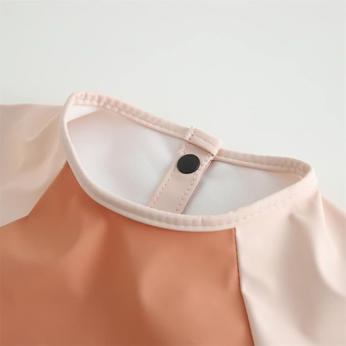 GZMM Waterproof Baby Bibs,Infant Toddler Long Sleeve Feeding Bib With Food Catcher,Wipe Clean & Washable