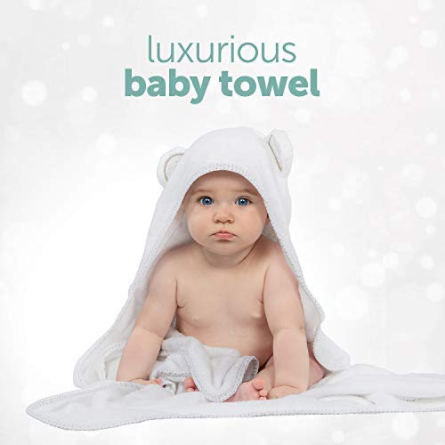 MINIBOO Hooded Baby Towels for Newborn - Super Soft Baby Bath Towels with Hood, Highly Absorbent Viscose Made from Bamboo Hooded Towel for Infant, Toddler and Kids, Baby Essentials