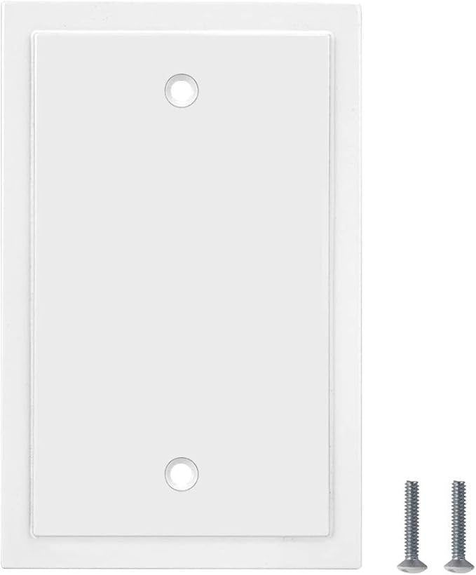 Modern Edge Decorative Wall Plate Switch Plate Outlet Cover, Durable Solid Zinc Alloy (Single Blank, 2 Pack, White)