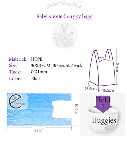 Disposable Diaper Bag for Baby, Diaper Sacks Cover the Incontinence Odor Really, Fresh Light Baby Powder Faint Scent, 540 Counts 180 Bags, Blue